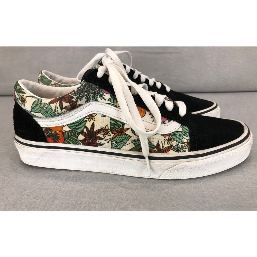 Vans Tropical Floral Canvas Suede Sneakers Womens Sz 8.5 Classic Old Skool - Picture 3 of 12